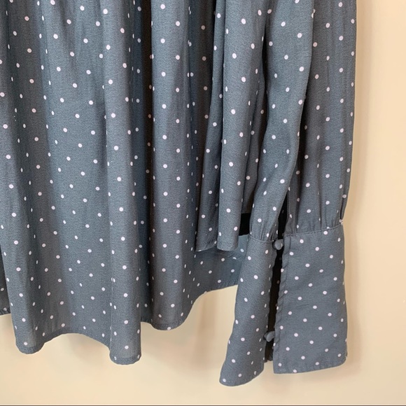 Free People Gray Polka Dot Hi Low Blouse Top - Picture 7 of 11